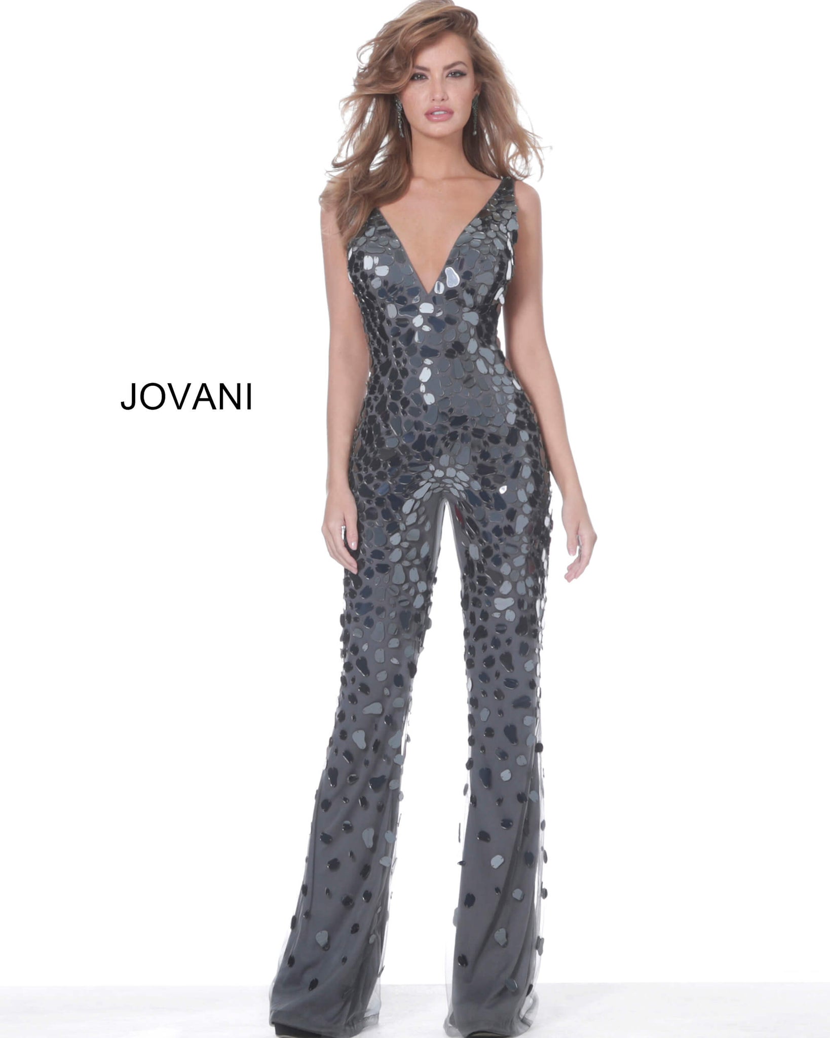 French Novelty: Jovani 68612 Red Sequin Jumpsuit